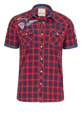 Produktbild von Goodyear Kurzarm-Hemd im Karo-Design Red/White/Dark Blue S