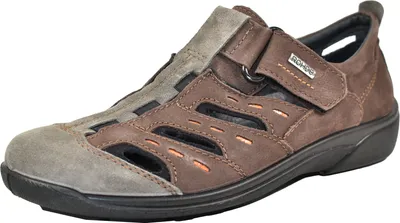 Produktbild von Rohde Herren Leder Slipper Halbschuhe Klettverschluss Rostock 1233, Größe:43 EU, Farbe:Braun