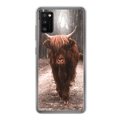 Produktbild von MuchoWow® Handyhülle Schutzhülle Hülle für Samsung Galaxy A41 Schottischer Hochländer - Wald - Kuh - Tiere - Natur Silikon Softcase Handy Hülle - Mobiltelefon
