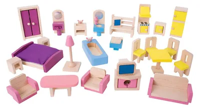Image de Meubles de maison de poupée en bois Bigjigs, 27dlg.