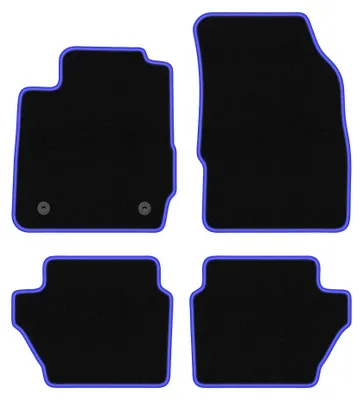 Produktbild von Velours-Fußmatten für Ford Fiesta MK7 2011-2017 (Schrägheck) – 4-tlg, Schwarz/Blau, passgenau – Wielganizator CARLUX