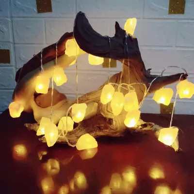 Salzkristall-Lichterkette, 3,5 m, 20 LED, USB, Handgeschnitten