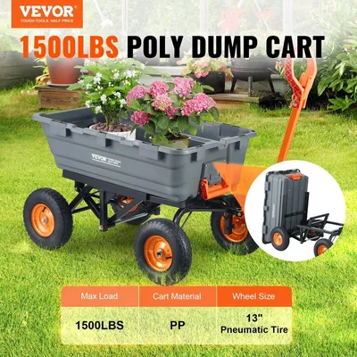 Immagine prodotto di Carrello ribaltabile Poly Garden Carrelli e carri da giardino per impieghi gravosi 1500 libbre Pneumatici da 13"