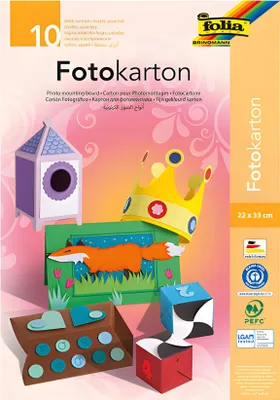 Produktbild von folia Fotokartonmappe 220 x 320 mm farbig sortiert 300 g/qm 10 Blatt