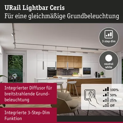 Produktbild von Paulmann Ceris, Schienenlichtschranke, Nicht austauschbare(s) Leuchtmittel, LED, 9,5 W, 4000 K, Chrom