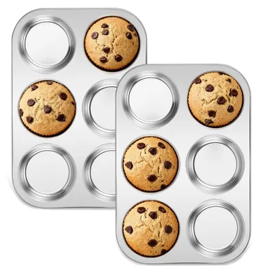 Productafbeelding van Muffinbakvorm van roestvrij staal voor 6 muffins, set van 2 stuks