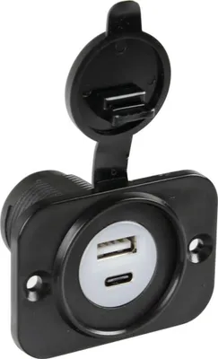 Image de Prise double Lampa Ext-12 USB A + USB C encastrable avec montage affleurant 12/24V