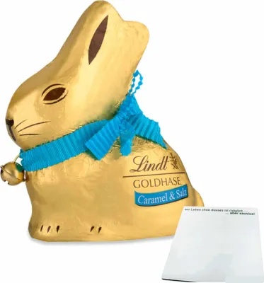 Immagine prodotto di Lindt Coniglietto d'oro al caramello e(confezione da 100 g) + blocco usy