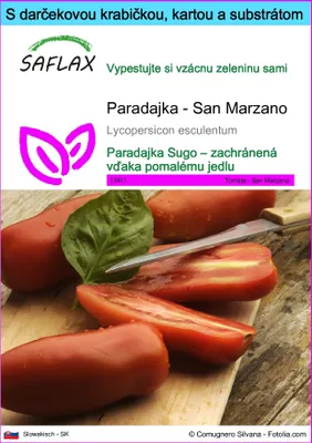 Produktbild von SAFLAX Darčeková sada - Paradajka - San Marzano - Lycopersicon esculentum - 10 Semená - S darčekovou krabičkou, prepravným štítkom, darčekovou kartou a pestovateľským médiom