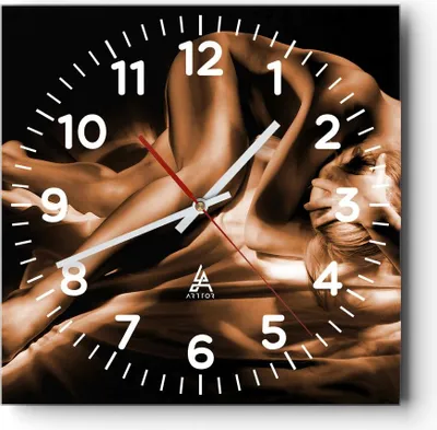 Produktbild von Wanduhr - Quadrat - Glasuhr - Nackte Frau Akt Modell Photofitness - 40x40cm - Schleichendes Uhrwerk - Lautlos - zum Aufhängen bereit - Dekoration Modern - Wanddekoration aus Glas - C4AC40x40-0349
