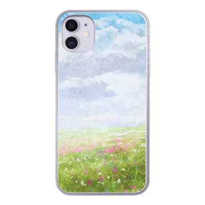 Produktbild von MuchoWow® Handyhülle Schutzhülle Hülle für iPhone 11 Aquarell - Blumen - Landschaft Silikon Softcase Handy Hülle - Handytasche