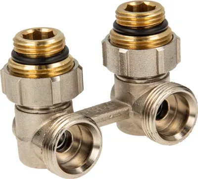 Produktbild von Hahnblock-Verschraubung für 2-Rohrbetrieb, 50 mm, Eckform