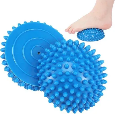 Immagine prodotto di Palline da massaggio, palline da massaggio blu con protuberanze, semisferiche, per lo sport, l'allenamento dell'equilibrio, la terapia muscolare, lo yoga