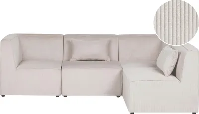 Zdjęcie produktu dla BELIANI Sofa narożnik 4-osobowy lewostronny beżowy sztruksowa 4-osobowa nowoczesna kanapa modułowa z poduszką