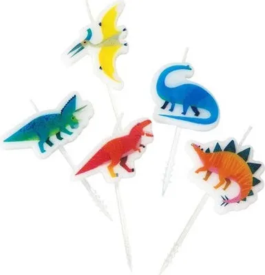 Produktbild von 5 Dino Dschungel Tortenkerzen