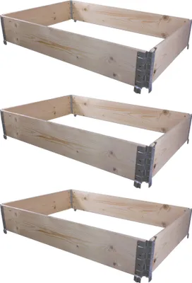 Produktbild von BigDean 3X Hochbeet Palettenrahmen 120x80x20cm groß - Holzrahmen faltbar, steckbar & stapelbar - ideal für Pflanzen, Blumen, Obst, Gemüse & Kräuter
