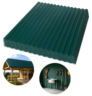 Image de Vigevee ASA : panneaux ondulés en résine ASA, 8 pièces, vert foncé, 117 x 93 cm. Plaques de toiture de 1,5 mm, résistantes aux intempéries, idéales pour abri de voiture, serre, maison de jardin et pergola