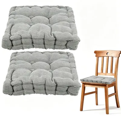 Sitzkissen-Set 2er, 40x40 cm, hellgrau, dick, für drinnen & draußen
