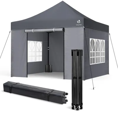 Produktbild von VOUNOT® Verstärktes Pavillon 3x3m, Wasserdichter Faltpavillon mit 4 Seitenteilen&Sandsäcke Grau