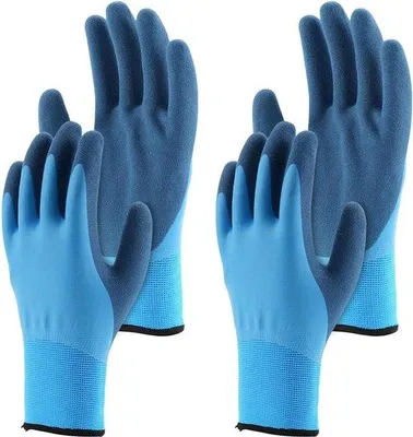 Produktbild von Winterwasserdichte Thermohandschuhe - 2 Paar Gartenhandschuhe - Wärmegeschützte Montagehandschuhe mit Latexbeschichtung