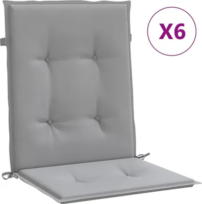 Obrázek produktu pro vidaXL Polštáře na zahradní židle pro židle s nízkým opěradlem 6 ks. Šedá tkanina Oxford