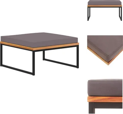 Immagine prodotto di vidaXL Poggiapiedi con cuscino 66×66×36 cm in legno massiccio di acacia grigio scuro - Sgabello imbottito