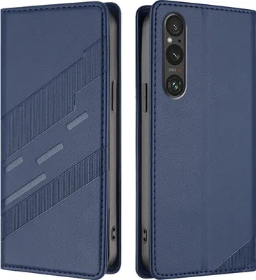 Obrázek produktu pro Pouzdro pro Sony Xperia 1 V,Polyuretankožené peněženkové pouzdro s přihrádkou na karty a funkcí stojánku Blau