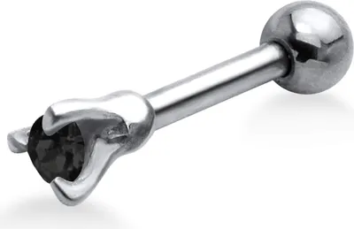 Produktbild von Ohrring Helix Ohrpiercing 925 Sterling Silber mit Zirkonia in verschiedenen Farben Verschlusskugel - 4 mm Farbe - Schwarz