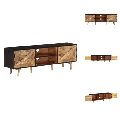 Image de vidaXL Meuble TV 140x30x46 cm, en bois d'acacia massif et en bois de manguier brut - Meuble TV