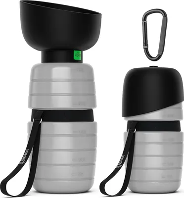 Produktbild von Famanu Wasserflasche für Hunde 850ml mit faltbarer Wasserschale - Blau