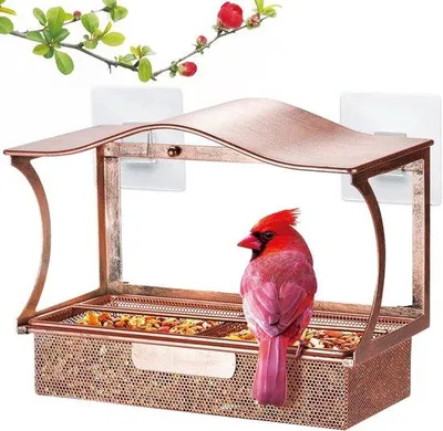 Produktbild von Famanu Vogelhaus Vogel-Futterspender für Balkon - Rostfreies Metall