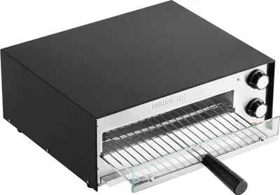 Produktbild von SucceBuy Elektrischer Pizzaofen für 305 mm Pizza, 1450 W Backofen bis 300 °C, Pizzamaker mit Zeit- und Temperatursteuerung, vielseitiger Grillofen in Schwarz