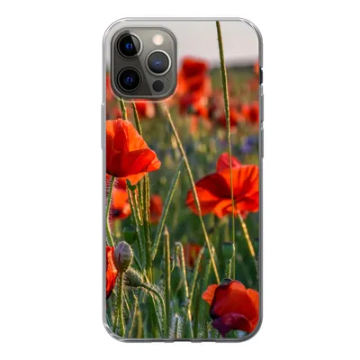 Produktbild von MuchoWow® Handyhülle Schutzhülle Hülle für iPhone 12 Pro Blumen - Mohnblumen - Natur - Rot Silikon Softcase Handy Hülle - Abdeckung
