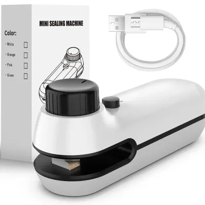 Produktbild von 2-in-1 Mini-Beutelverschweißer, USB-aufladbar, mit Schneidefunktion, tragbar, für Snack-, Lebensmittel- & Vakuumbeutel