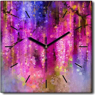 Produktbild von Coloray Uhr auf Leinwand 30x30 cm Wand Uhr Dekoration Wohnzimmer Segeltuch schwarze Hände -Abstraktionsblumen