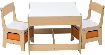 Obrázek produktu pro Dětský stůl Bolt Edge se 2 židlemi - sada dětského nábytku - hrací stůl a psací stůl - bílý