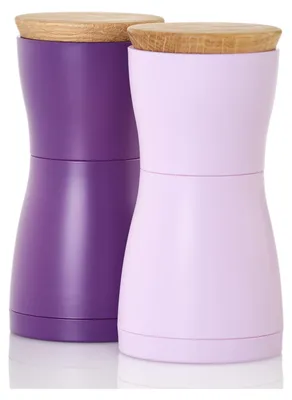 Produktbild von AdHoc MP124 Set Salzmühle und Pfeffermühle Twin Dark Purple & Light Purple, Kunststoff | Eichenholz