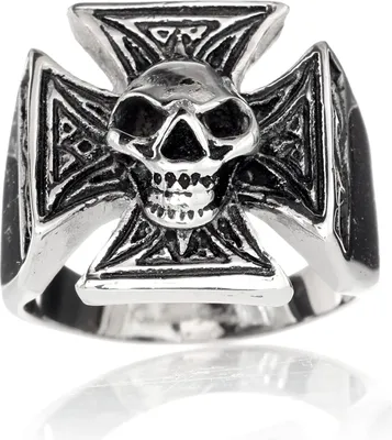 Produktbild von Karisma Edelstahl 316L Ring -Totenkopf Kreuz Gothic - SRSK007 - 62 (19.7)