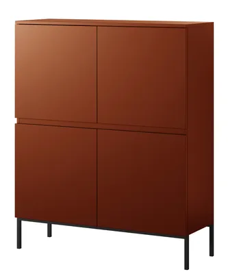 Produktbild von Selsey BEMMI - Highboard 4-tŸrig, Ziegelrot mit Metallbeinen, 100 cm breit
