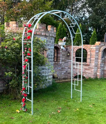 Zdjęcie produktu dla DanDiBo Łuk różany Ocynkowany Solidny 150 cm Łuk 96524 Odporny na warunki atmosferyczne Okrągły łuk Solidna żelazna pomoc do wspinaczki Łuk ogrodowy Ocynkowany ogniowo