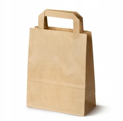 Produktbild von Braune Papiertüten 18x8x23 cm – Papiertragetaschen mit Griff – 100 Stück – Öko Verpackung