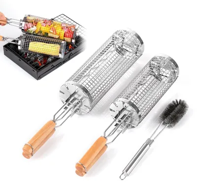 Produktbild von Omgoods – 2 Grillkörbe aus Edelstahl mit Griff