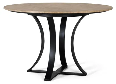 Immagine prodotto di Tavolo da pranzo Vionette in metallo e marmo travertino, 75 cm x 120 cm x 120 cm Giner y Colomer