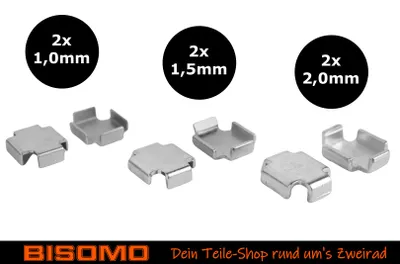 Produktbild von Bremsbacken Zwischenlagen je 2x 1,0mm - 1,5mm - 2,0mm Simson S50 S51 S53 S70 S83 SR50 SR80 KR51 SR4
