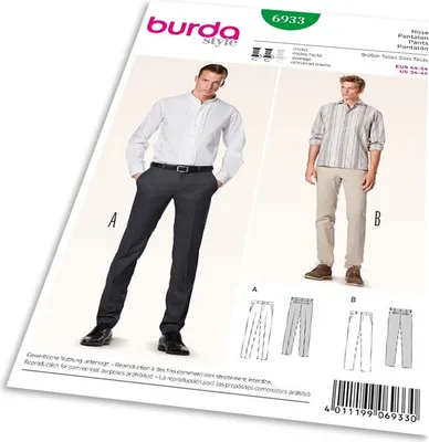 Obrázek produktu pro Střih Burda 6933 - Pánské kalhoty, kalhoty s puky