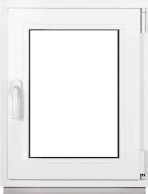 A white window frame with a clear glass pane.