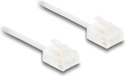 Produktbild von DeLOCK RJ45 Netzwerkkabel Cat.6 UTP Ultra Slim 0,3 m weiß mit kurzen Steckern, 0,3 m, Cat6, U/UTP (UTP), RJ-45, RJ-45, Weiß