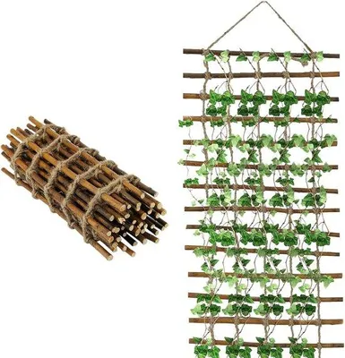 Produktbild von Famanu Klimhilfe aus Weidenruten 30 x 200 cm - Juteseil - Holzstütze - Pflanzenwachstum - Dekoration