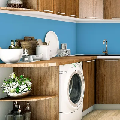 Produktbild von Dekorative Vinyl-Klebefolie auf Meterware – Abwaschbarer, wasserfester Aufkleber für Küchenwände und Möbel – 60 cm x 50 m – Eisblau