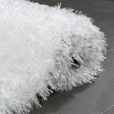 Produktbild von Hochflor Teppich Wohnzimmer Schlafzimmer Shaggy Einfarbig Flauschig Modern Weiß Grösse 120x170 cm